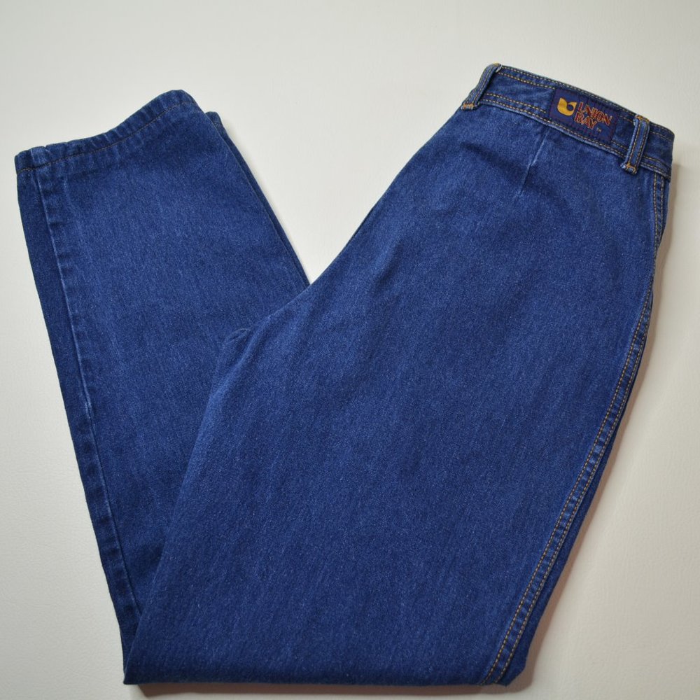 VTG Union Bay Sz 13 Juniors Womens 80s 90s‎ HIGH Rise TAPERED Leg MOM Blue Jeans